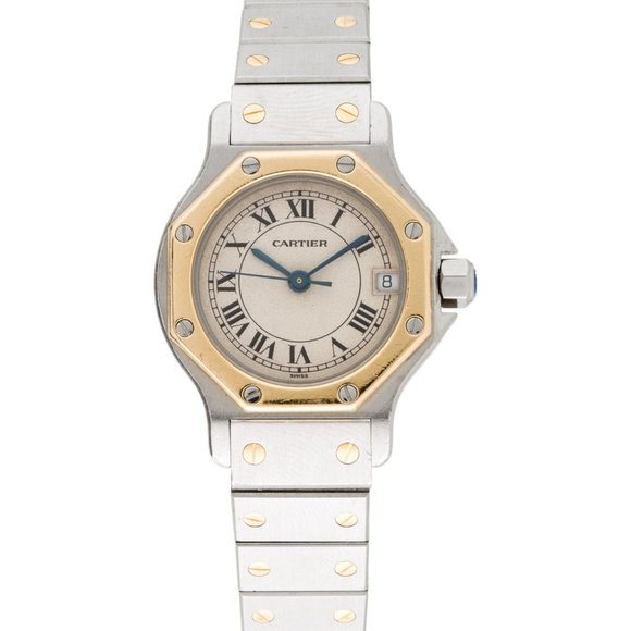 cartier octagon gold watch